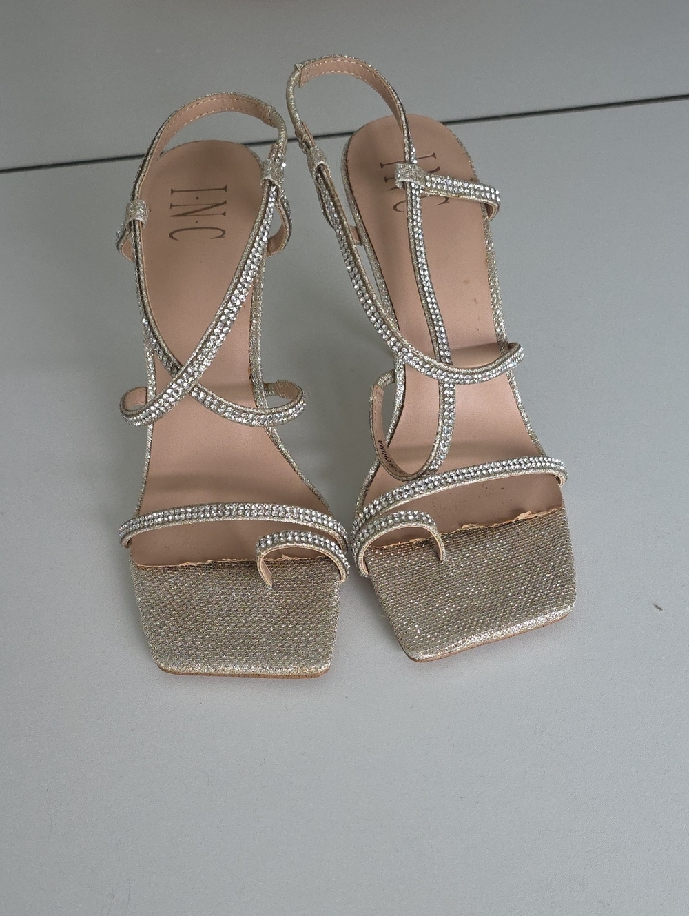 INC International Concepts Gold Glimmer Rhinestone Heels